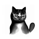 faces of two cats chin to chin. the cats ar british shorthair. one cat is completly black, the other striped coat tattoo design idea