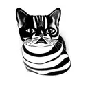 faces of two cats chin to chin. the cats ar british shorthair. one cat is completly black, the other striped coat tattoo design idea