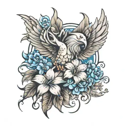 breaking free from prison, flowers, growth strength family tattoo design idea