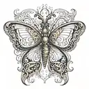 buttefly with very detailed wings inspired by channel, dior and versace  tattoo design idea