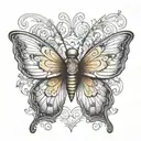 buttefly with very detailed wings inspired by channel, dior and versace  tattoo design idea