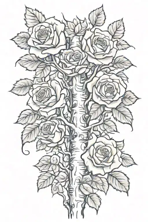 aspen trees and roses intertwined tattoo design idea
