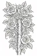 aspen trees and roses intertwined tattoo design idea