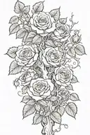 aspen trees and roses intertwined tattoo design idea