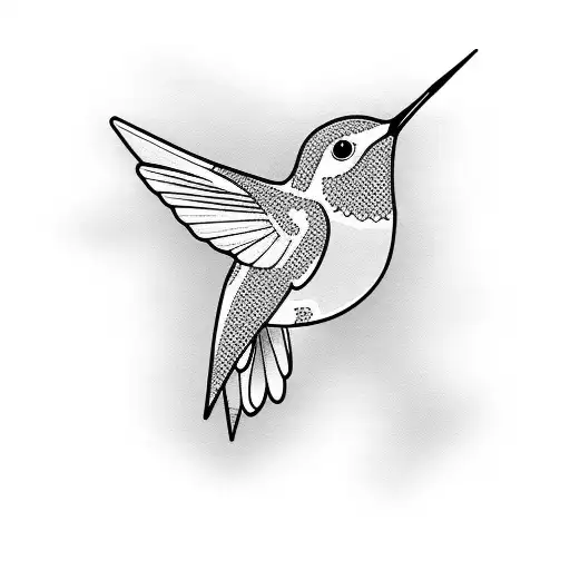 hummingbird black only lines minimalist for men tattoo design idea
