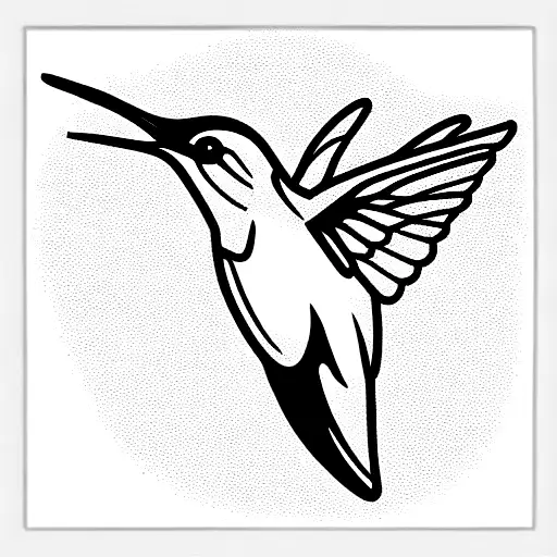 hummingbird black only lines minimalist for men tattoo design idea