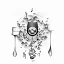 wine and music  tattoo design idea