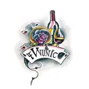 wine and music  tattoo design idea