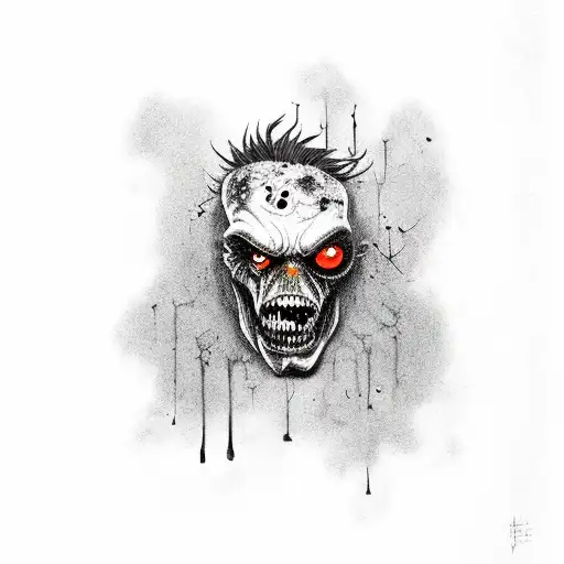 zombie head to castle  tattoo design idea