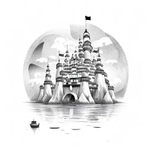 floating castle  tattoo design idea