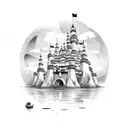 floating castle  tattoo design idea