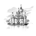 floating castle  tattoo design idea