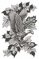 Eagle bright fall leaves tattoo design idea