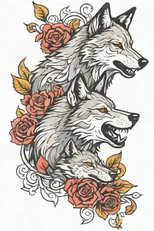 Two wolves  tattoo design idea