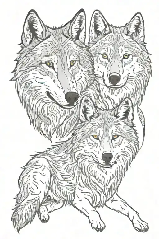 Two wolves  tattoo design idea