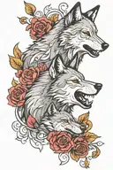 Two wolves  tattoo design idea