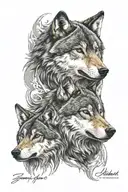 Two wolves  tattoo design idea