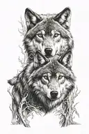 Two wolves  tattoo design idea