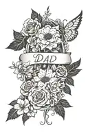 flowers and dad memorial tattoo design idea