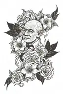 flowers and dad memorial tattoo design idea