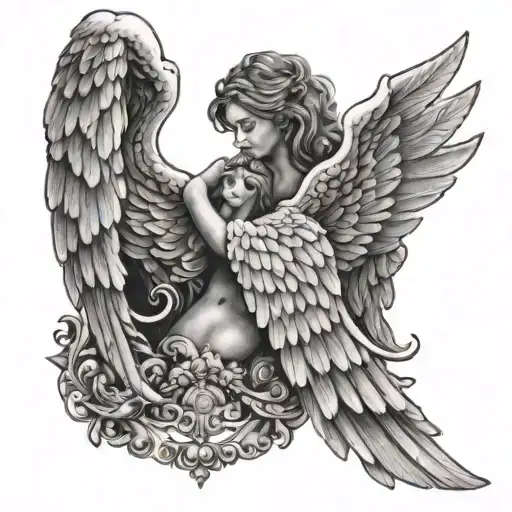 angel wings spread tattoo design idea