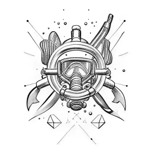 scuba diver siluette  tattoo design idea