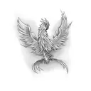minimalistic phoenix black and white tattoo design idea