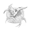 minimalistic phoenix black and white tattoo design idea