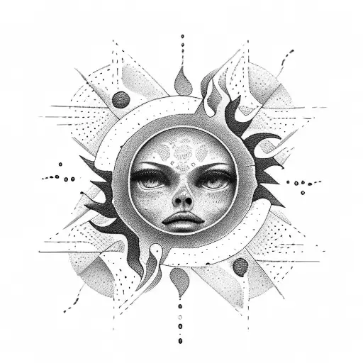 sun and rain tattoo design idea