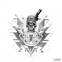 Dotwork tattoo of a special forces soldier holding a tactical gun tattoo design idea