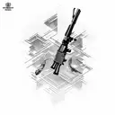 Dotwork tattoo of a special forces soldier holding a tactical gun tattoo design idea