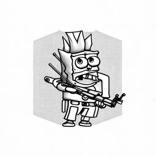 sniper spongebob tattoo design idea