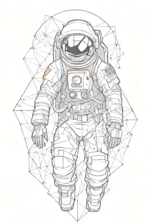 astronaut exloding into geometrical triangles  tattoo design idea