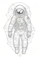 astronaut exloding into geometrical triangles  tattoo design idea