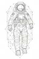 astronaut exloding into geometrical triangles  tattoo design idea