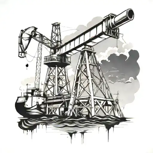 An oil rig with a crack pipe intertwined in the design, representing the client's occupation in the oil patch industry and their love for crack cocaine tattoo design idea