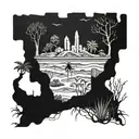 A surreal landscape with crack cocaine crystals growing like plants, merging the client's passion for drugs with a fantastical element tattoo design idea