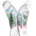 shoulder sleeve with trees fading into desert with night galaxy on top tattoo design idea