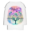 shoulder sleeve with trees fading into desert with night galaxy on top tattoo design idea