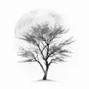 trees fading into desert with night galaxy on top tattoo design idea