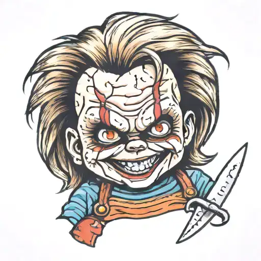 Chucky the killer doll tattoo design idea