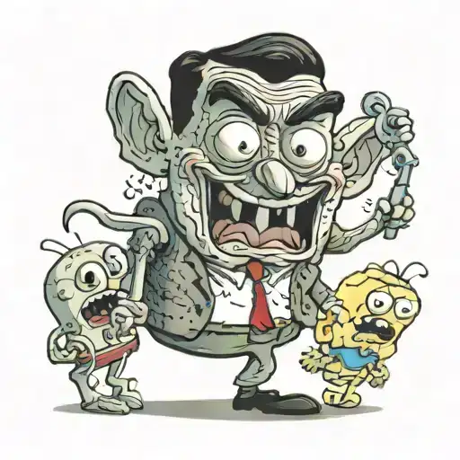 Mr. Bean scary funny spongebob  tattoo design idea
