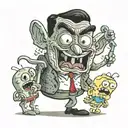 Mr. Bean scary funny spongebob  tattoo design idea