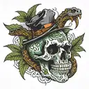 Cracked Skull Marijuana Scary Snake tattoo design idea