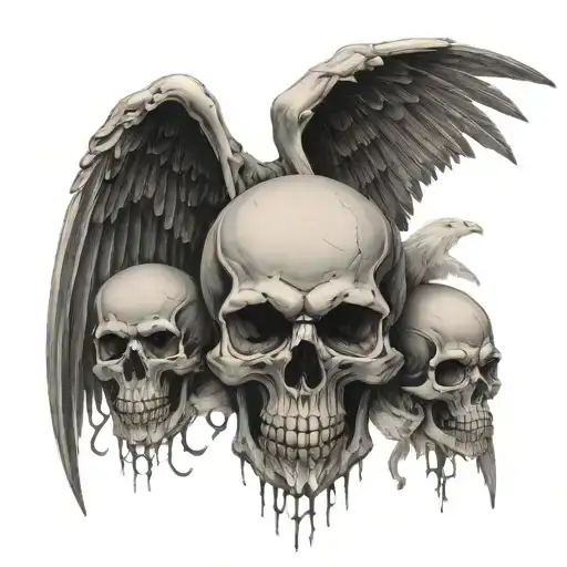 skeletons skulls good and evil wings prison and guilt tattoo design idea