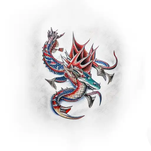 red gyarados tattoo design idea