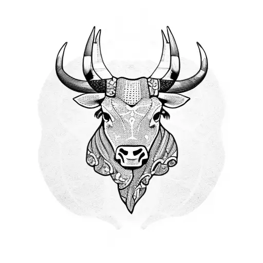 Longhorn Bull wearing a kimono tattoo design idea
