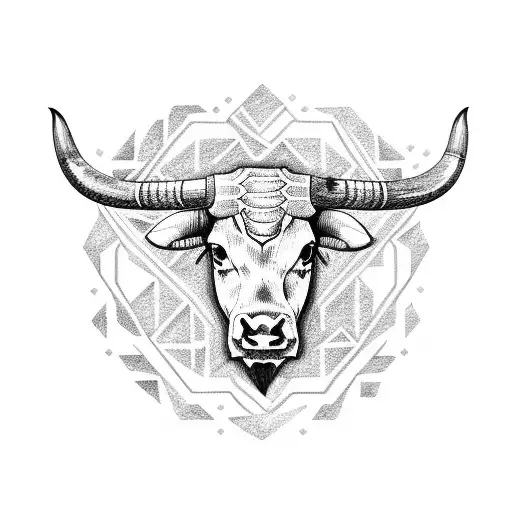 Longhorn Bull in a kimono tattoo design idea