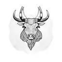 Longhorn Bull wearing a kimono tattoo design idea
