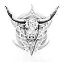 Longhorn Bull wearing a kimono tattoo design idea